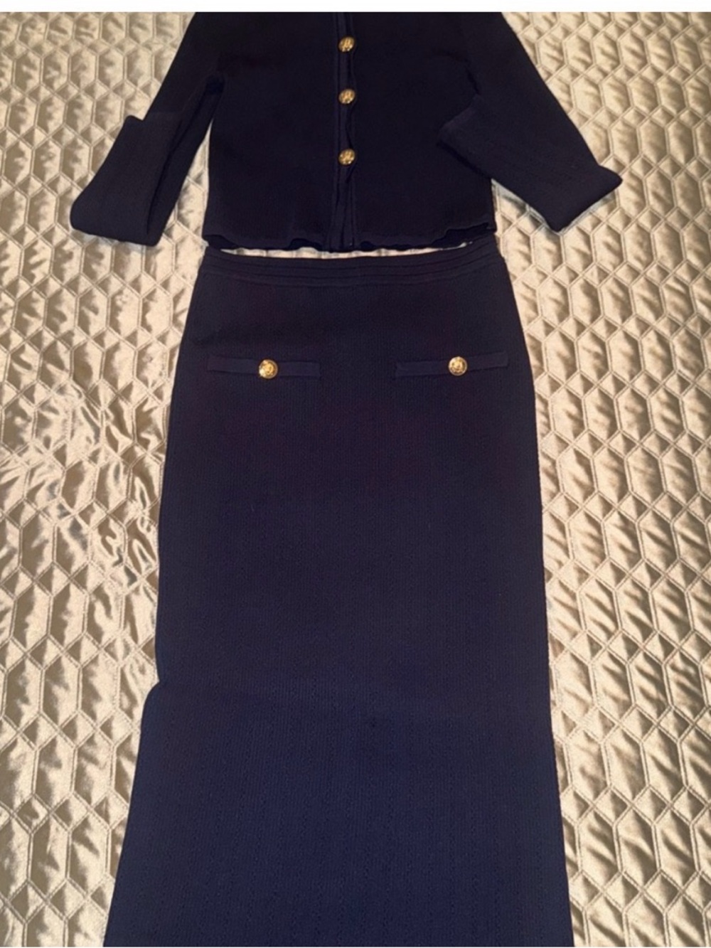 Zara Navy Button-Front Women's Top and skirt